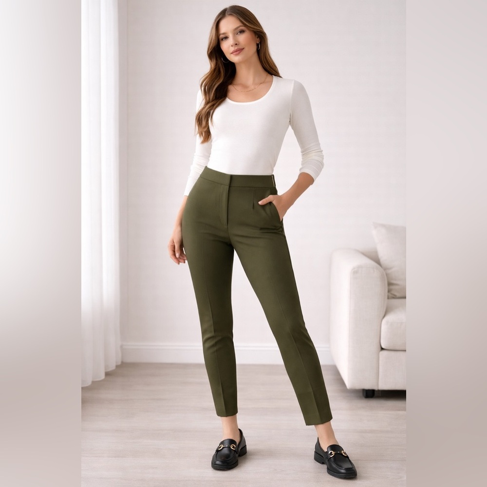 RW&CO Olive Green Tailored Ankle Pants – Size 10